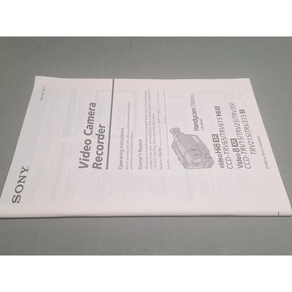 Sony CCD-TRV65 TRV615 TRV15 TRV25 TRV35 TRV315 Manual Hi8 Video8 XR
